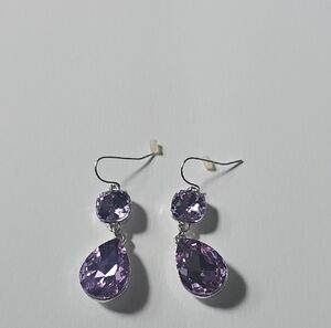 Sophisticated Purple Crystal Drop Earrings